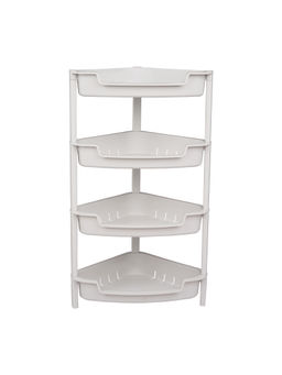 Epicasa - White 4-Tier Multipurpose Corner Basket Storage Rack