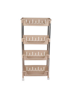 Epicasa - Beige 4-Tier Metal Rod Storage Trolley