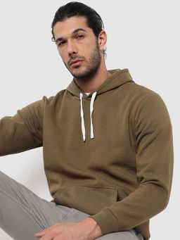 Campus Sutra - Men Cuffed Sleeve Hooded Sweatshirt