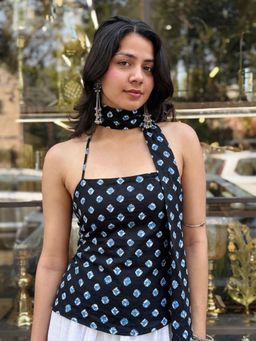 ILLICA - Women Black Printed Cotton Top