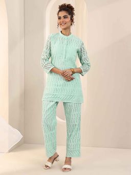 Libas - Sea Green Schiffli Lining Co-Ord (Set of 2)
