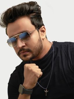 ROYALTAIL - Unisex Lynbrook Square Blue Lens Sunglasses (55)