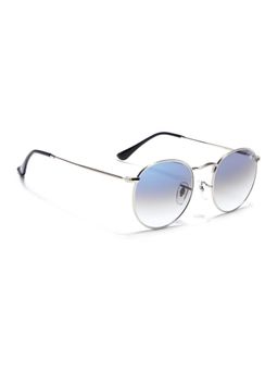 Voyage - Men Round Silver Frame Blue Lens Sunglasses (50)