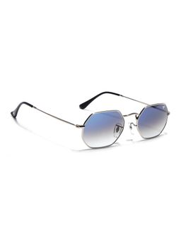 Voyage - Men Irregular Silver Frame Blue Lens Sunglasses (53)