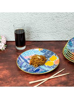 EZ Life - Artistic Dinner Plate 10 5 Inch Ceramic Plate Multi Colour Pack Of 4