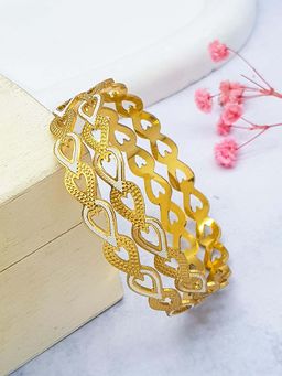 GRIIHAM - Women Traditional Italian Light Weight White-Gold Brass Bangles (Pack of 2)