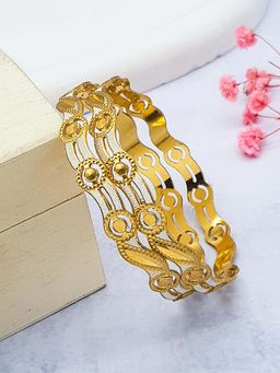 GRIIHAM - Women Italian Light Weight White-Gold Brass Bangles (Pack of 2)