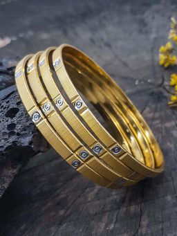 GRIIHAM - Women Italian Micro Gold Plated Sleek Design Bangles (Pack of 4)