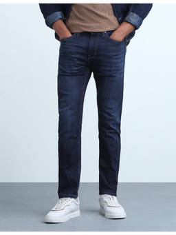 Flying Machine - Dark Blue Cotton Slim Tapered Fit Mens Jeans
