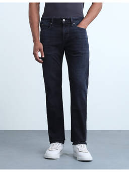 Flying Machine - Dark Blue Solid Straight Fit Mens Jeans