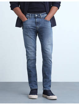 Flying Machine - Blue Cotton Blend Slim Tapered Mens Jeans