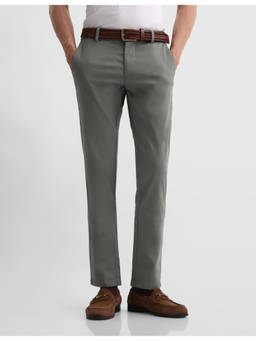 Arrow Sports - Mens Dobby Bronson Slim Fit Green Casual Trousers