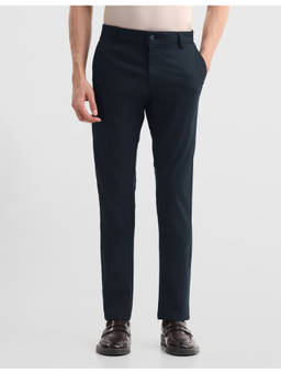 Arrow Sports - Mens Dobby Bronson Slim Fit Blue Casual Trousers