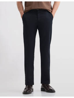 Arrow Sports - Mens Dobby Hudson Regular Fit Blue Casual Trousers