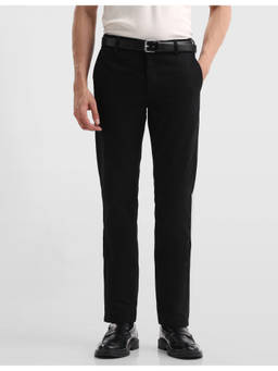 Arrow Sports - Mens Dobby Hudson Black Regular Fit Casual Trousers