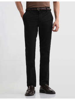 Arrow Sports - Mens Dobby Bronson Black Slim Fit Casual Trousers