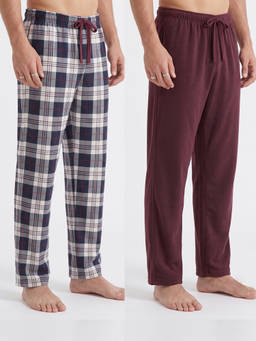 Nite Flite - Mens Cotton Regular Fit Multi-Color Casual Trousers (Pack of 2)