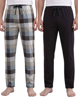 Nite Flite - Mens Cotton Regular Fit Multi-Color Casual Trousers (Pack of 2)