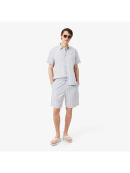 Lacoste - Striped Cotton Poplin Shorts