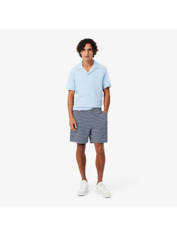 Lacoste - Regular Fit Striped Cotton Blue Shorts