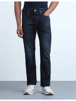 Flying Machine - Dark Blue Solid Straight Fit Mens Jeans