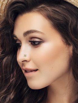 Valanova - Hallmarked 18K Yellow Gold & Certified Lab Diamond 0.02cts Nose Pin for Women (M)