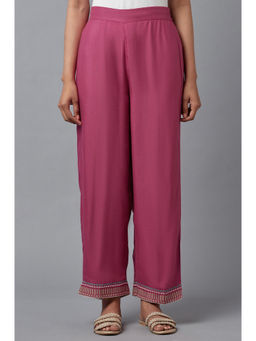 W - Pink Solid Slim Pants