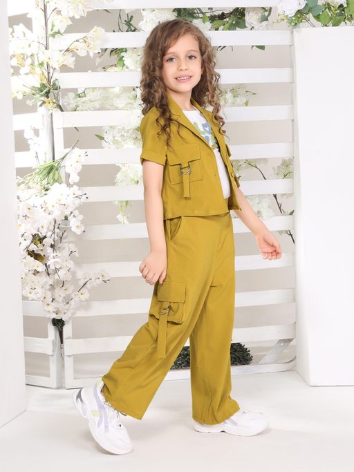 Buy Mini Stitch Waffle Jacket Co-Ord with Rib Top for Baby Girls