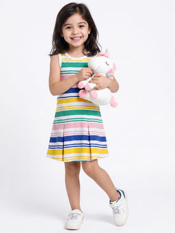 United Colors of Benetton - Multi-Colour Regular Fit Round Neck Striped Dress