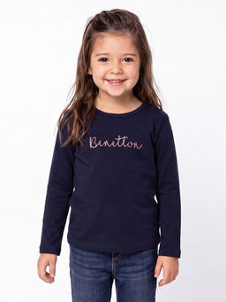 United Colors of Benetton - Navy Blue Regular Fit Round Neck Ribbed T-Shirt