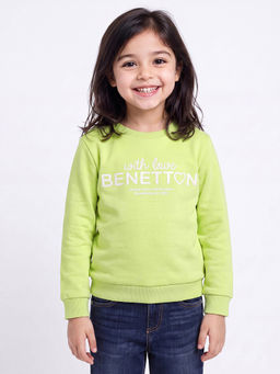 United Colors of Benetton - Green Regular Fit Crew Neck Typography Sweatshirt