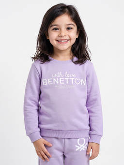 United Colors of Benetton - Lavender Regular Fit Crew Neck Typography Sweatshirt