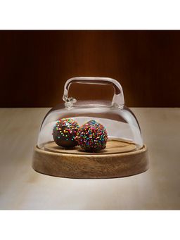 Ellementry - Glass Cloche Dome With Wooden Base (Small)