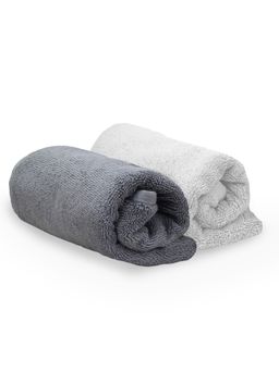 Heelium - Bamboo Hand Towel, Soft, Absorbent & Odour Free, 65x40cm, 2 Pcs, Light Grey, Grey