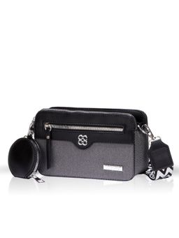 LUVOKSI - Black Citivia Textured Three-Compartment Crossbody Sling Bag