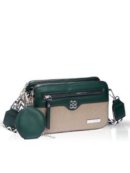 LUVOKSI - Green Citivia Textured Three-Compartment Crossbody Sling Bag