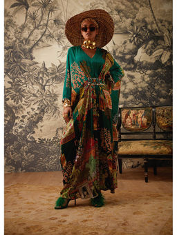 KALISTA - Bottle Green Aamna Kaftan Dress