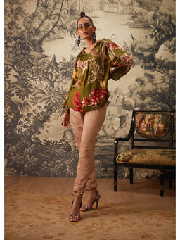 KALISTA - Olive Green Dahlia Tunic with Pant (Set of 2)