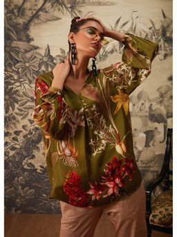 KALISTA - Olive Green Dahlia Tunic