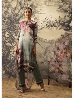 KALISTA - Sage Green Kurta with Pant and Dupatta (Set of 3)