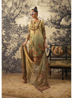 KALISTA - Olive Green Kurta with Pant and Dupatta (Set of 3)