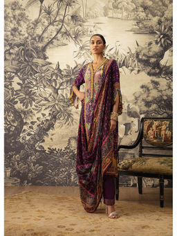 KALISTA - Purple Riah Kurta with Pant and Dupatta (Set of 3)