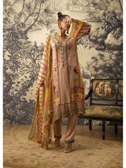 KALISTA - Beige Aina Kurta with Pant and Dupatta (Set of 3)