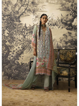 KALISTA - Green Arshi Kurta with Pant and Dupatta (Set of 3)