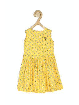 Allen Solly Junior - Girls Yellow Printed Knee Length Dress
