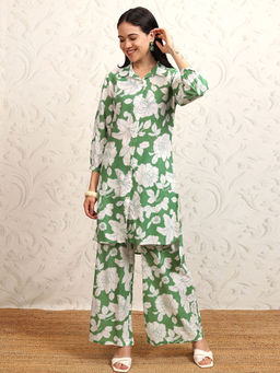 VISHUDH - Women Green Floral Printed Co-Ord (Set of 2)