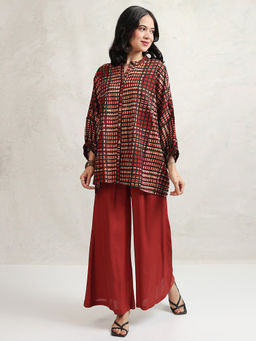 VISHUDH - Red Printed Kurti with Palazzo (Set of 2)