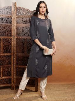 VISHUDH - Women Red Ethnic Embroidered Kurta