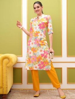 VISHUDH - Women Multi-Color Floral Printed Kurta