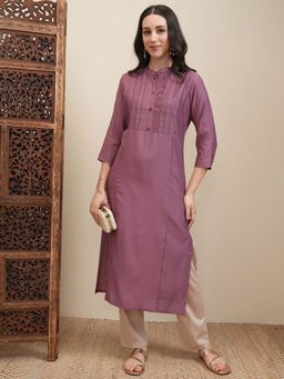 VISHUDH - Women Mauve A-Line Kurta